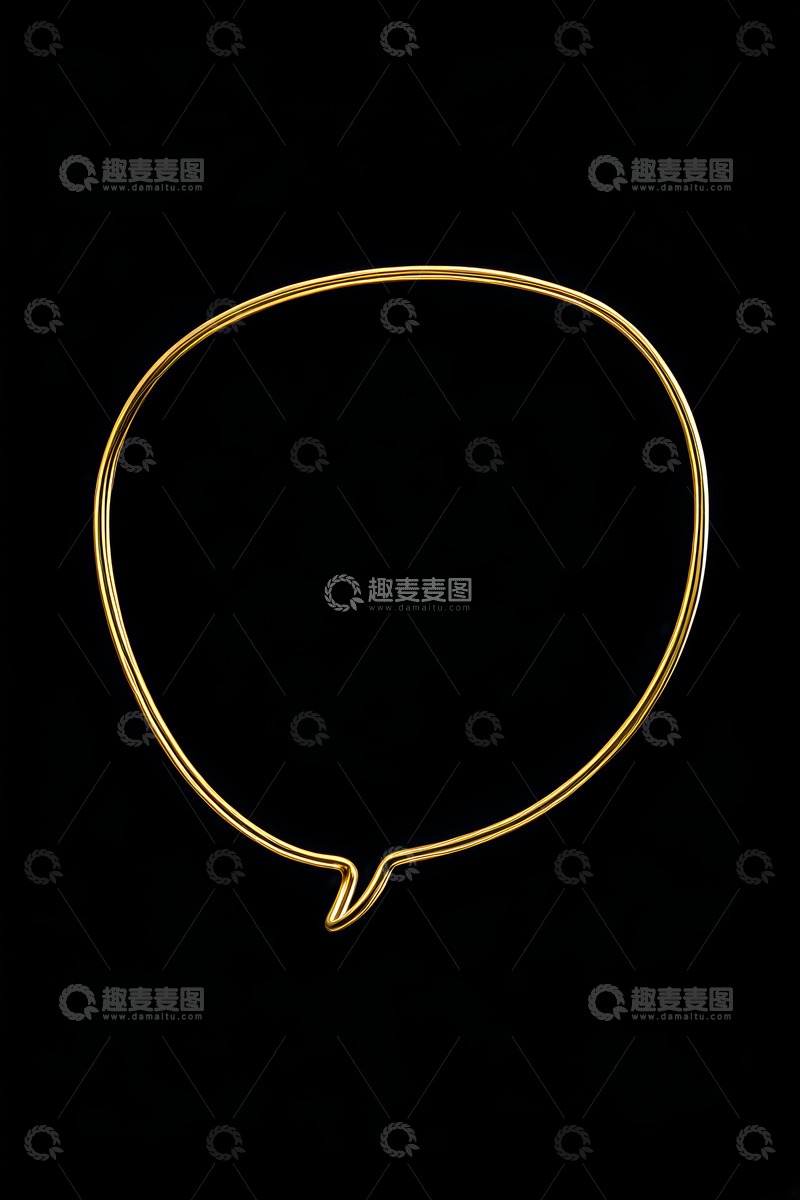 高清大图下载【趣麦麦图】黑色背景金色线条对话气泡