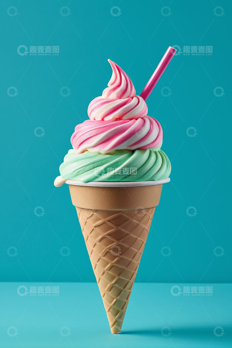 双色旋纹冰淇淋甜筒