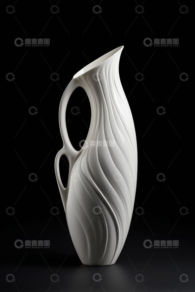 高清大图下载【趣麦麦图】白色陶瓷艺术花瓶特写