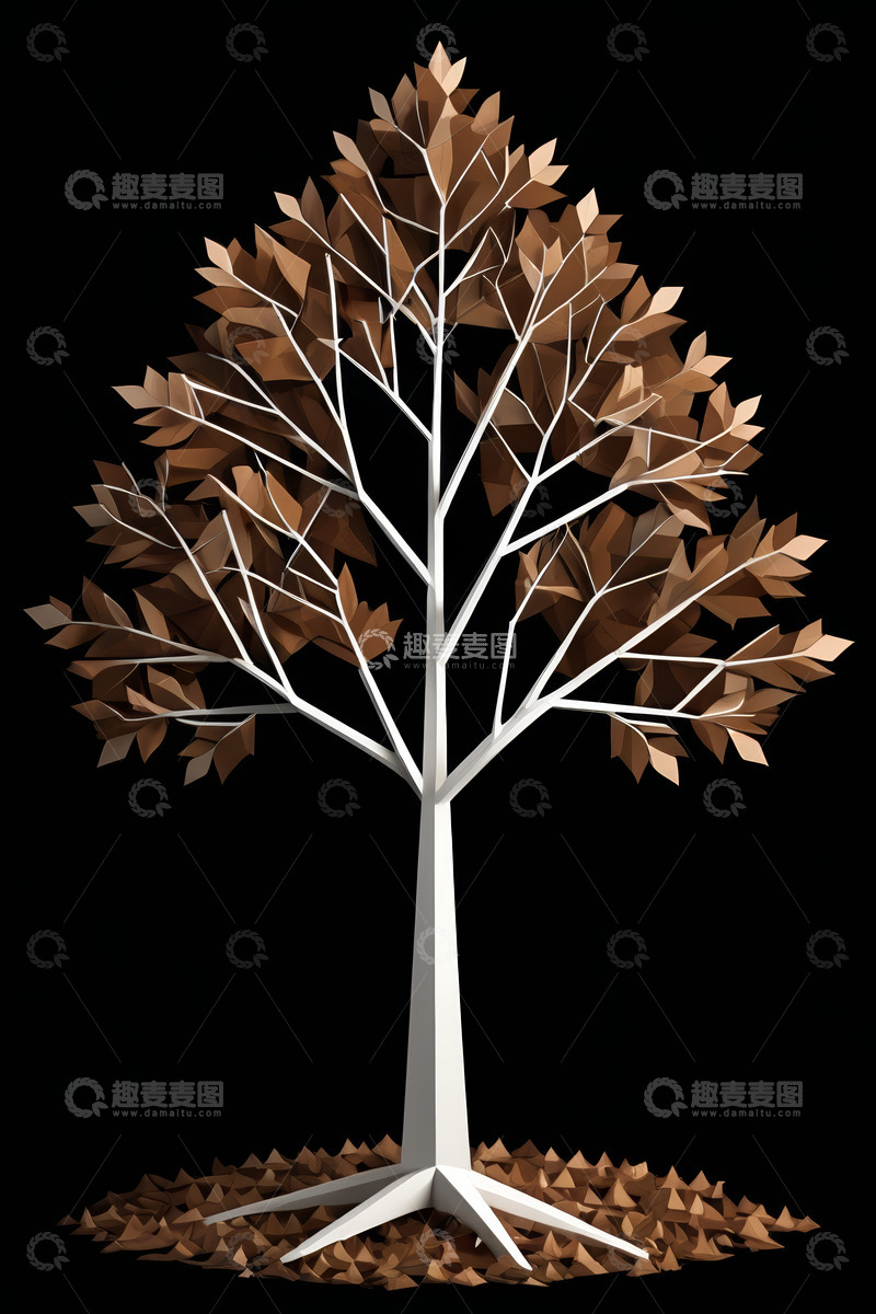 高清大图下载【趣麦麦图】低多边形风格树木插画素材