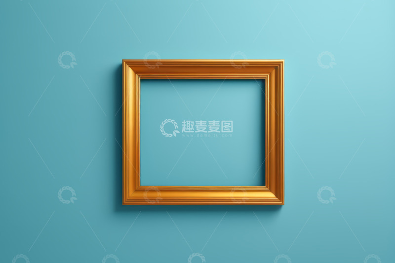 高清大图下载【趣麦麦图】蓝色背景上的金色装饰框架