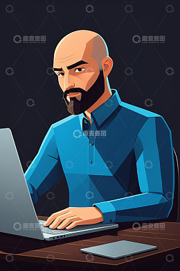 男子专注使用笔记本电脑