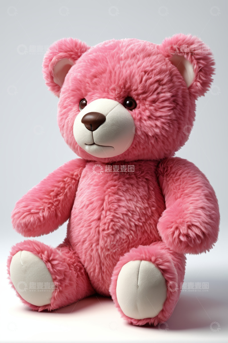 高清大图下载【趣麦麦图】粉色毛绒泰迪熊玩具