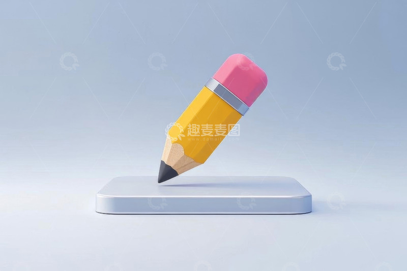 高清大图下载【趣麦麦图】彩色铅笔立于平台上