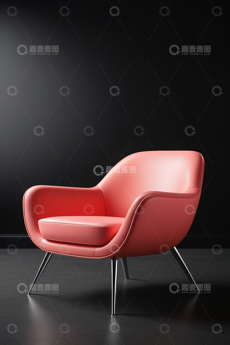 高清大图下载【趣麦麦图】现代粉色单人沙发