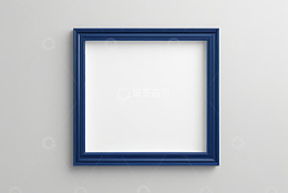 蓝色框架挂于白色背景