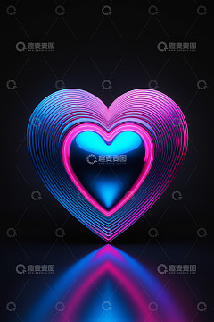 霓虹色彩心形抽象设计图案