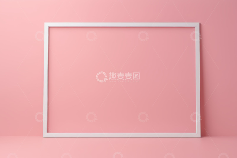 高清大图下载【趣麦麦图】粉色背景白色相框展示素材