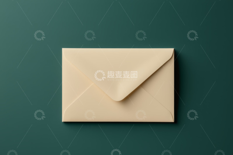 高清大图下载【趣麦麦图】绿色背景上的米色信封