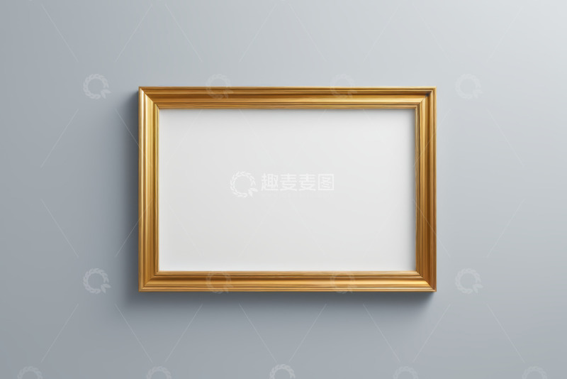 高清大图下载【趣麦麦图】墙上金色艺术框架