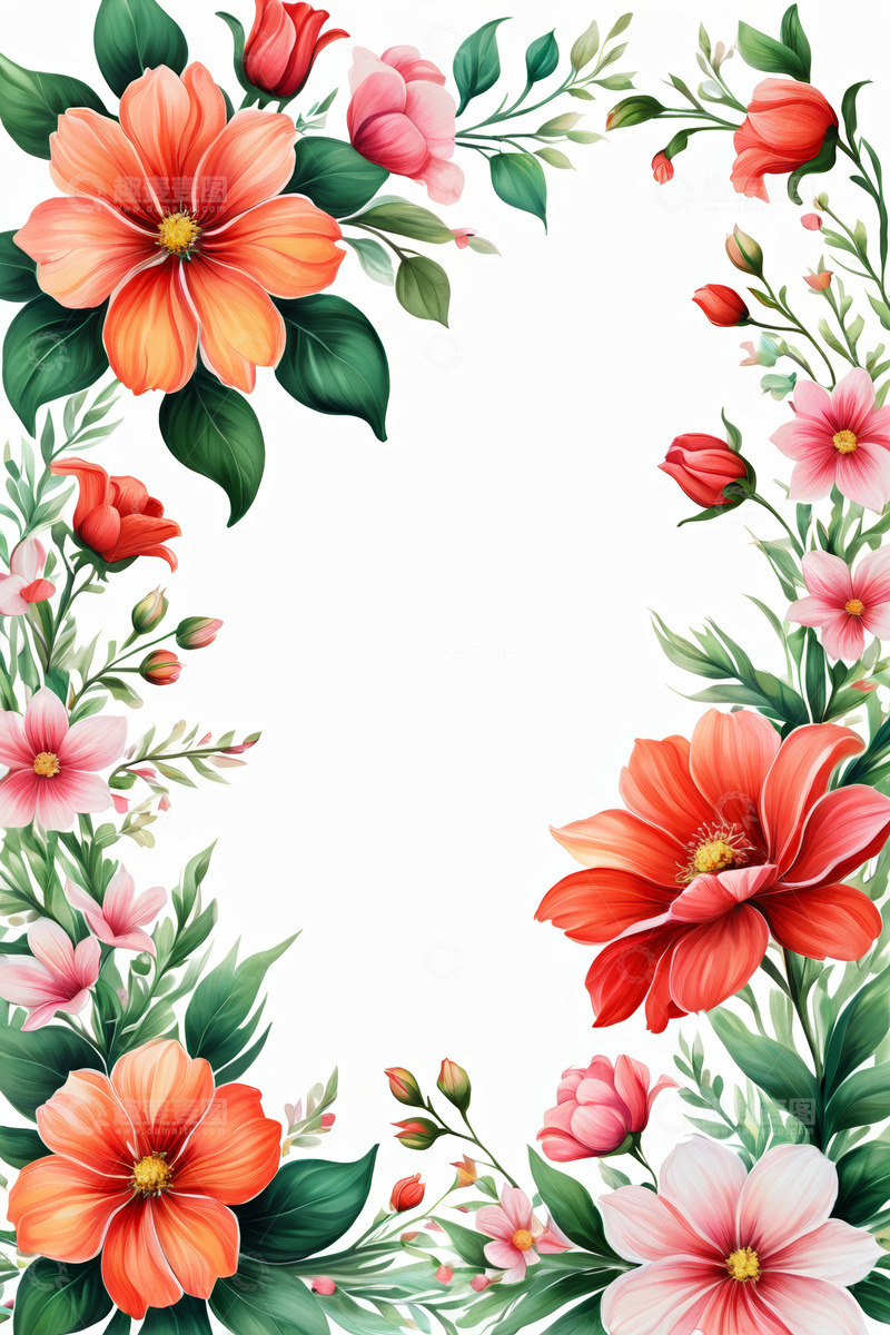 高清大图下载【趣麦麦图】花卉装饰边框素材