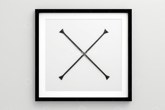 黑框白背景抽象装饰画