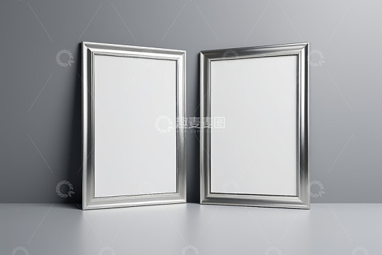 两个银色相框靠墙摆放