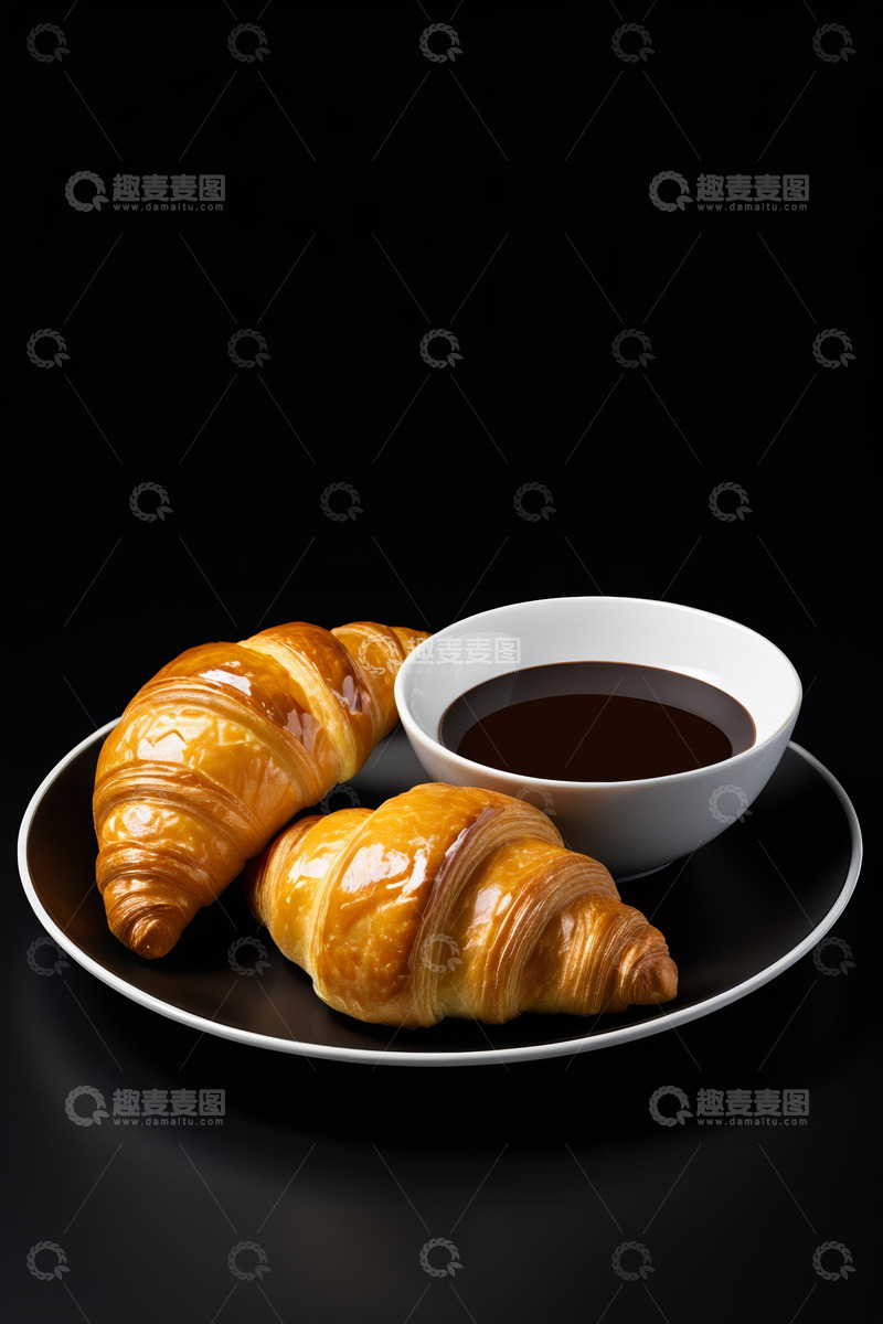 高清大图下载【趣麦麦图】牛角面包与咖啡组合