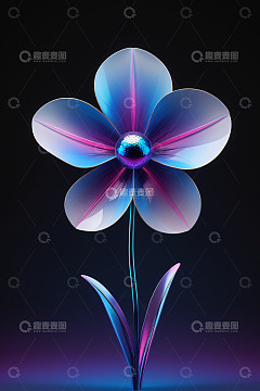 蓝紫色渐变抽象花朵素材