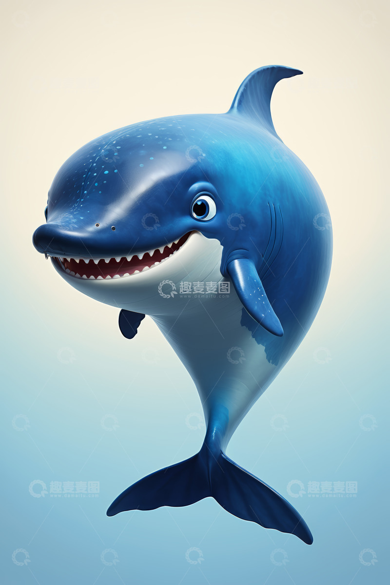 高清大图下载【趣麦麦图】蓝色卡通鲨鱼形象