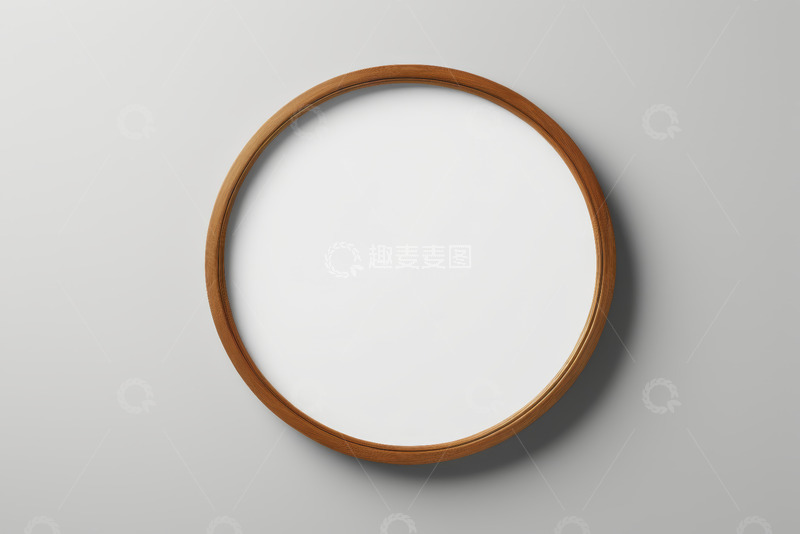 高清大图下载【趣麦麦图】灰色背景上的木质圆形框架