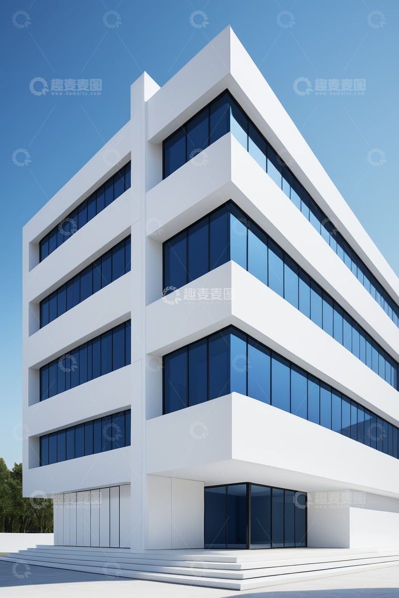 高清大图下载【趣麦麦图】现代白色玻璃建筑外观