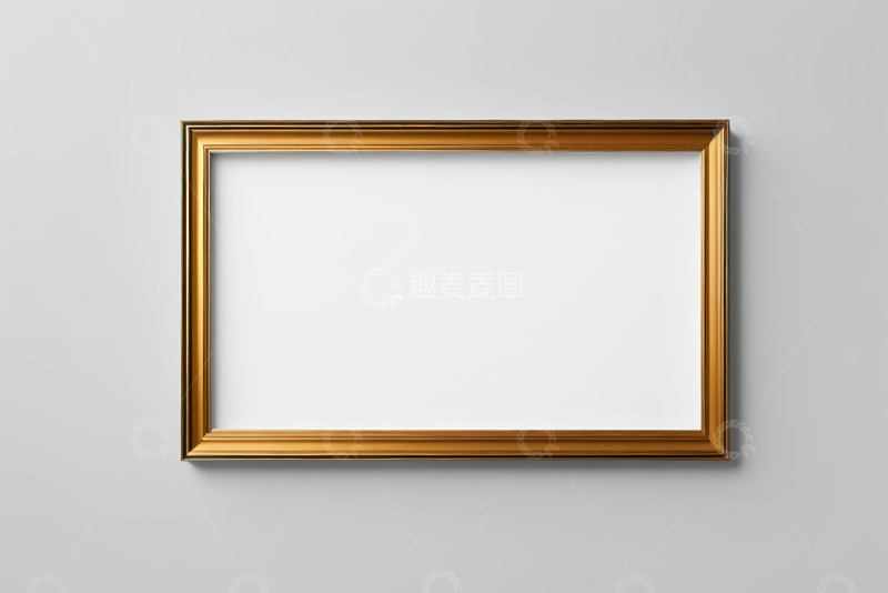 高清大图下载【趣麦麦图】墙上金色画框空白展示