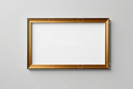 墙上金色画框空白展示