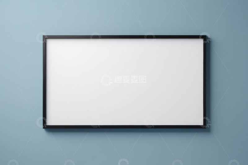 高清大图下载【趣麦麦图】蓝色背景上的黑色边框空白画框