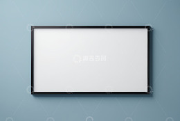蓝色背景上的黑色边框空白画框