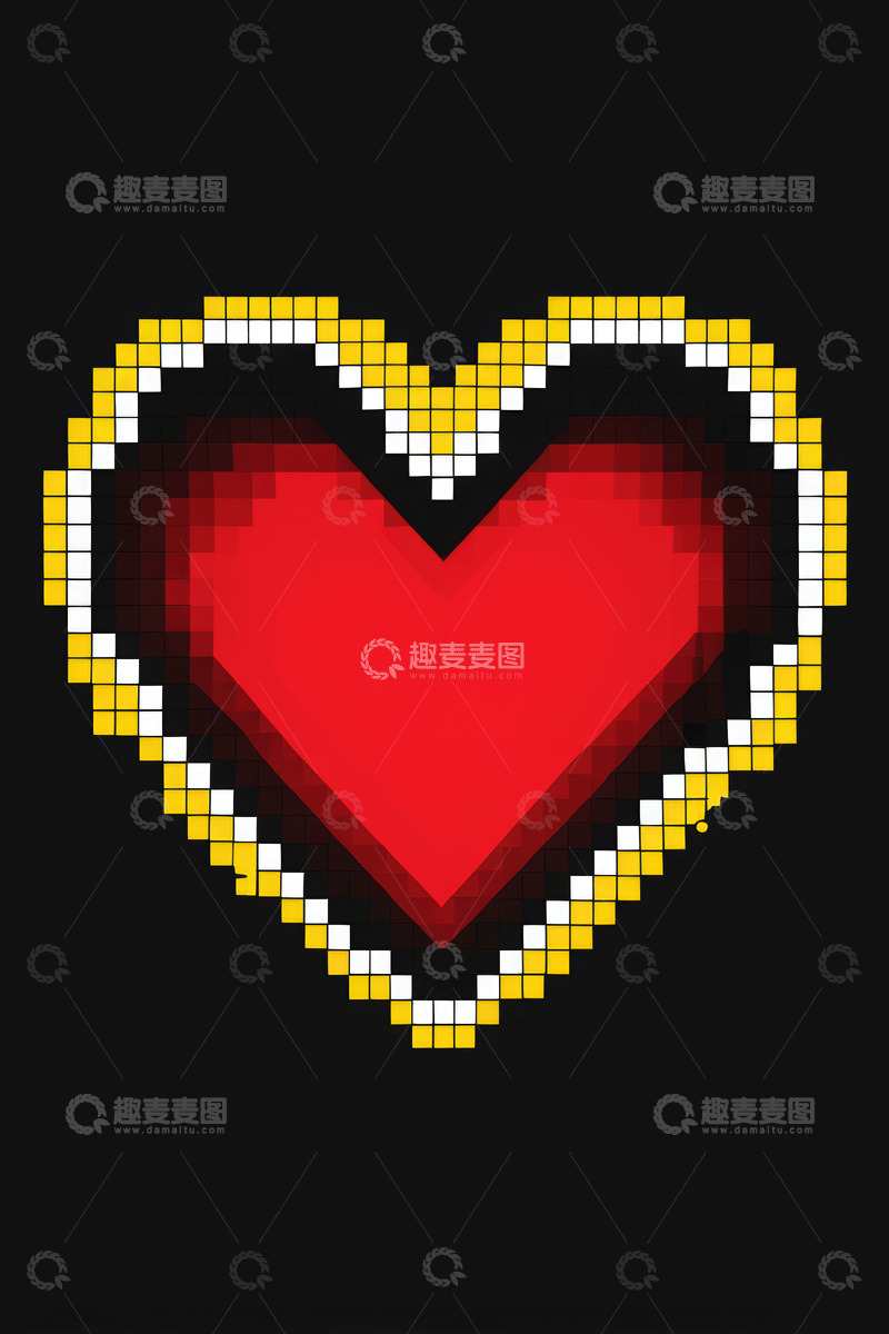 高清大图下载【趣麦麦图】红色像素爱心图案