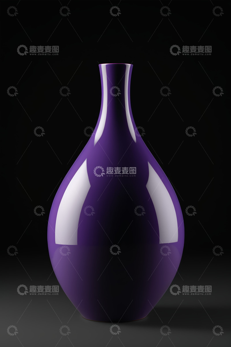 高清大图下载【趣麦麦图】紫色陶瓷花瓶特写