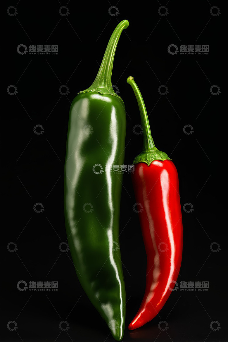 红绿辣椒特写素材