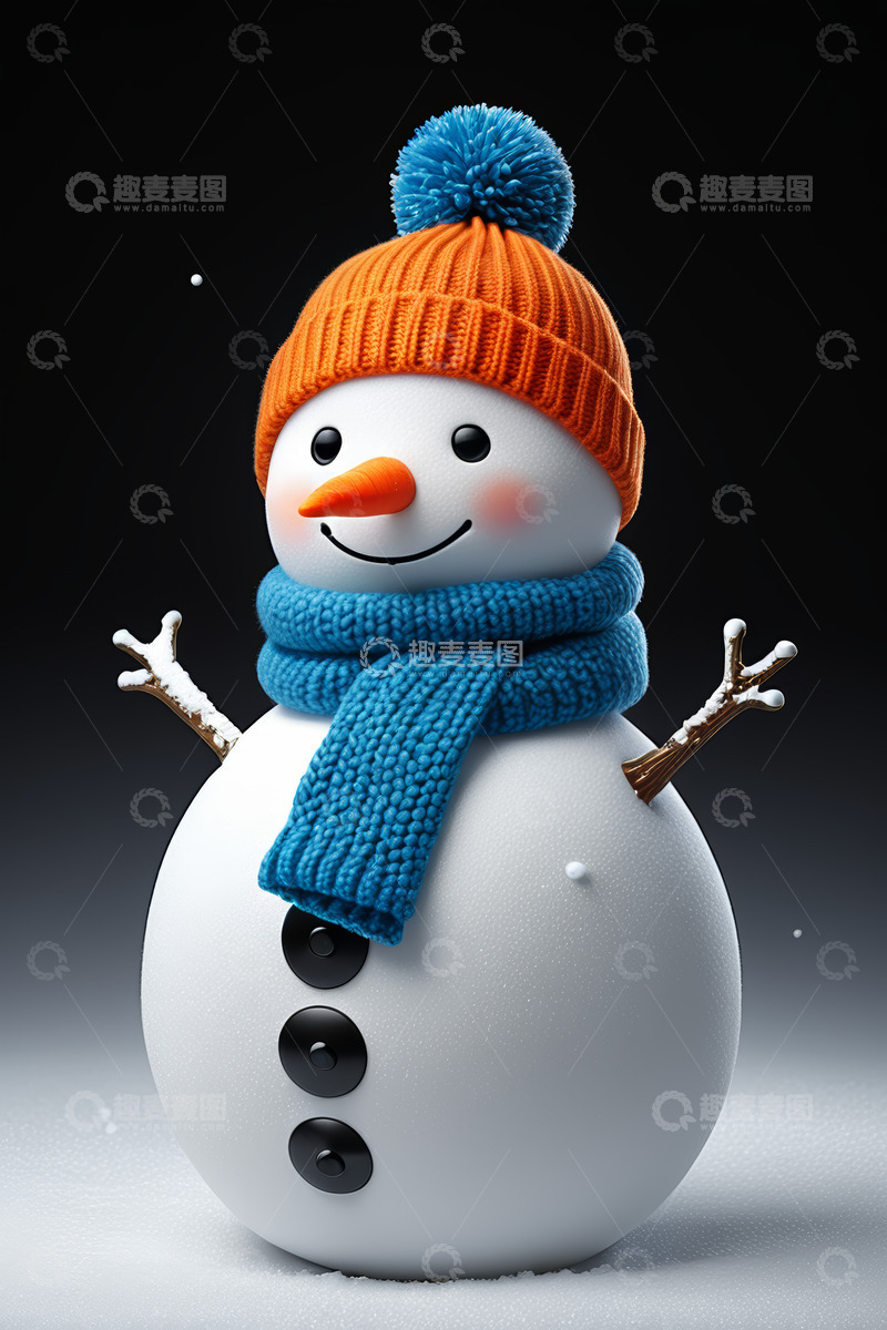 高清大图下载【趣麦麦图】戴帽围巾雪人形象
