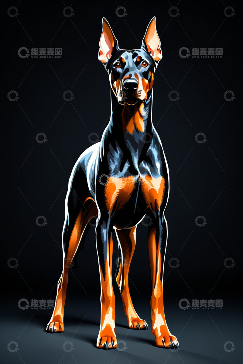 高清大图下载【趣麦麦图】杜宾犬站立姿态素材