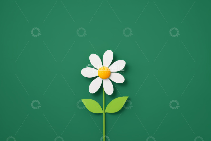 高清大图下载【趣麦麦图】绿色背景白色小花素材