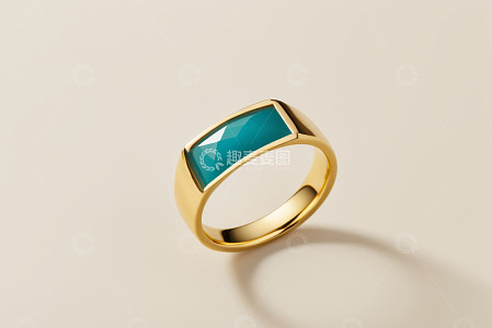 金戒指配蓝宝石特写