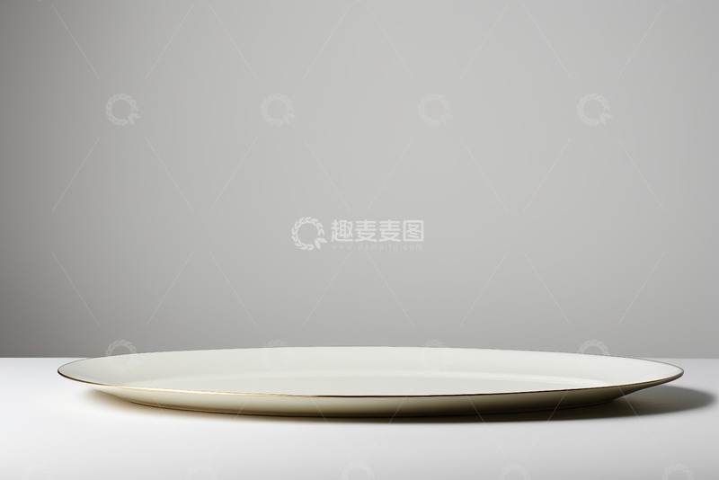 高清大图下载【趣麦麦图】白色金边盘子静物展示