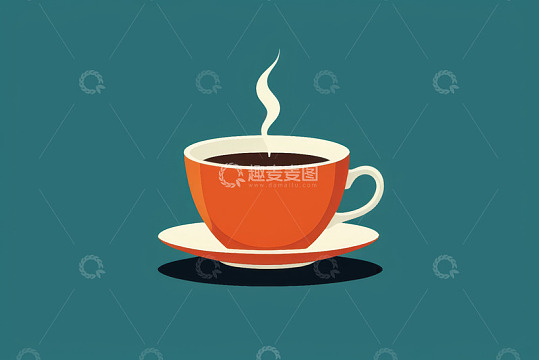 橙色咖啡杯插画素材