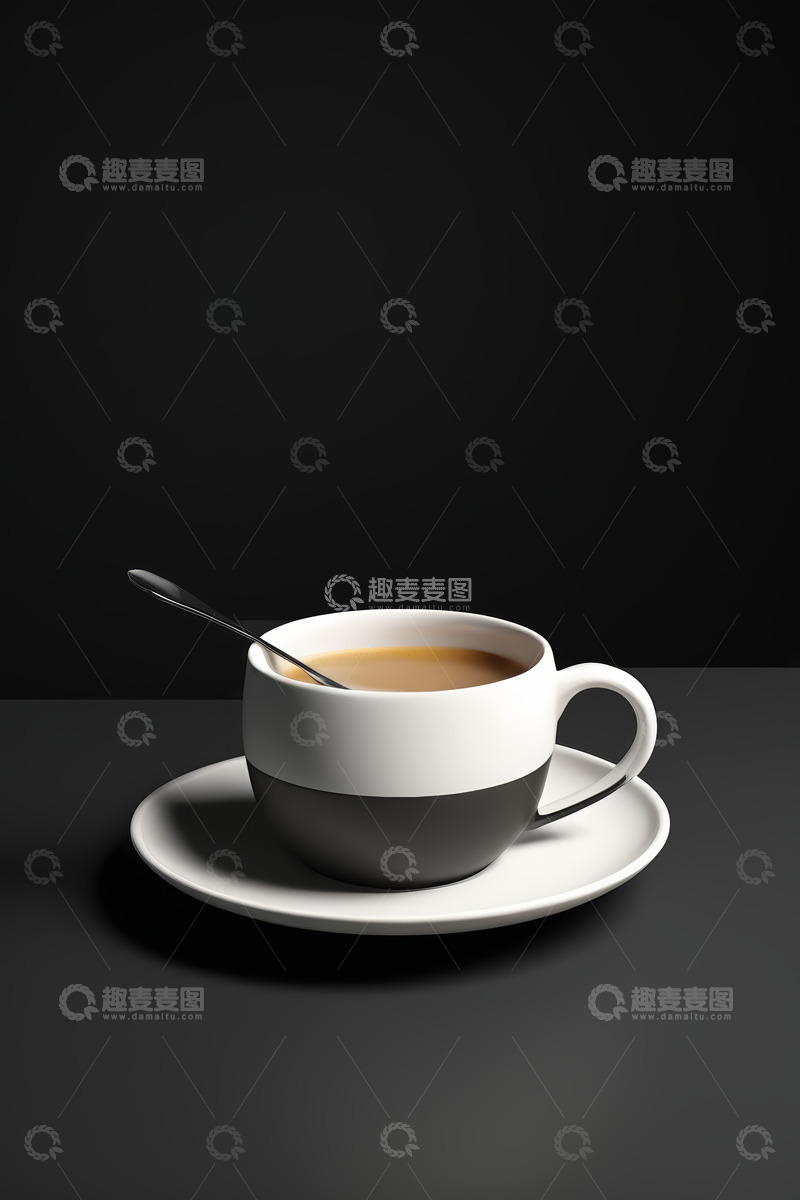 高清大图下载【趣麦麦图】黑白配色咖啡杯与咖啡