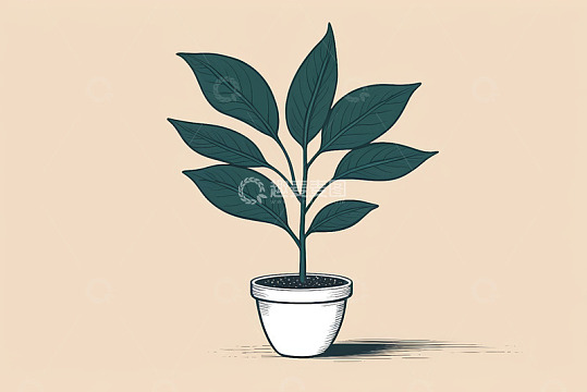 盆栽植物插图