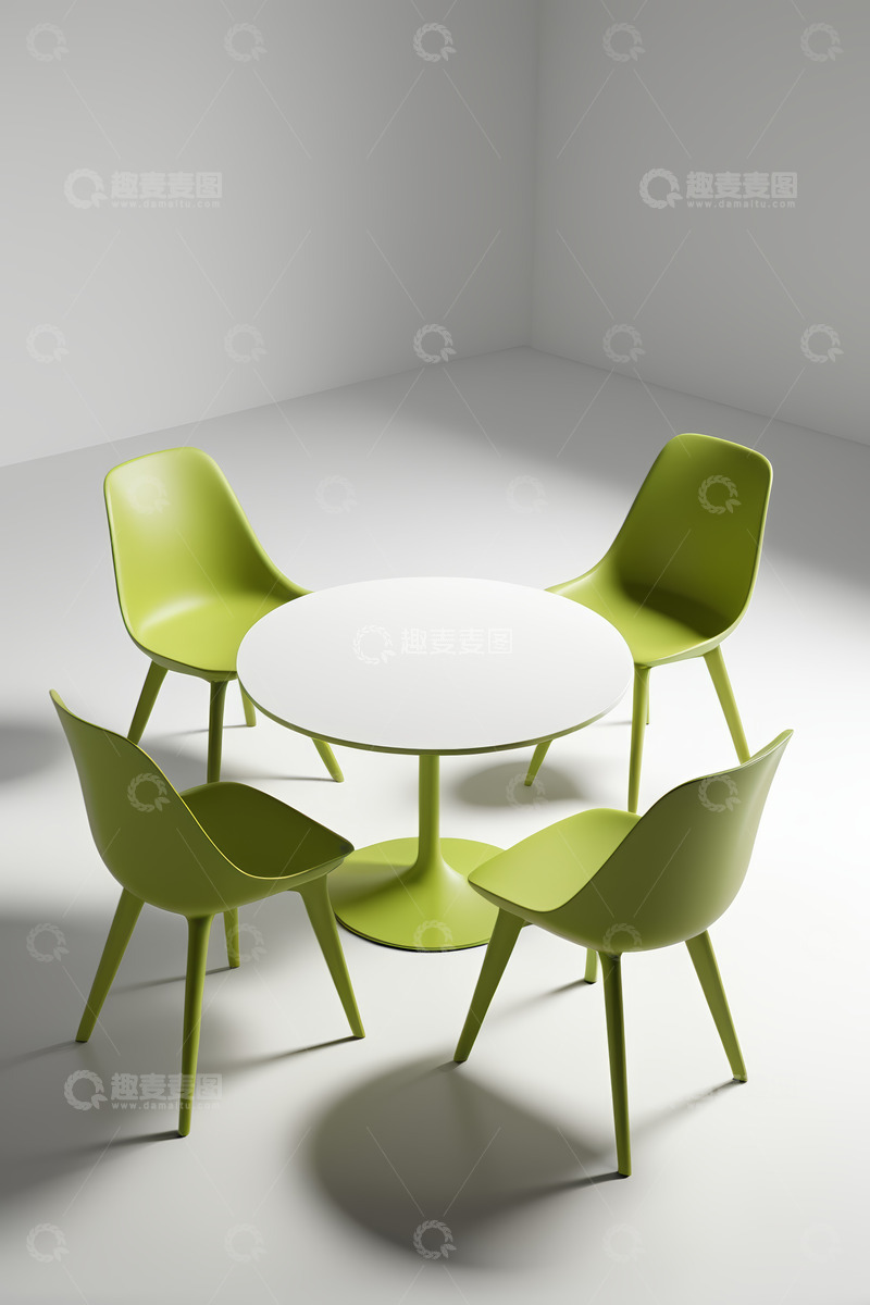 高清大图下载【趣麦麦图】现代简约风格圆桌与椅子组合