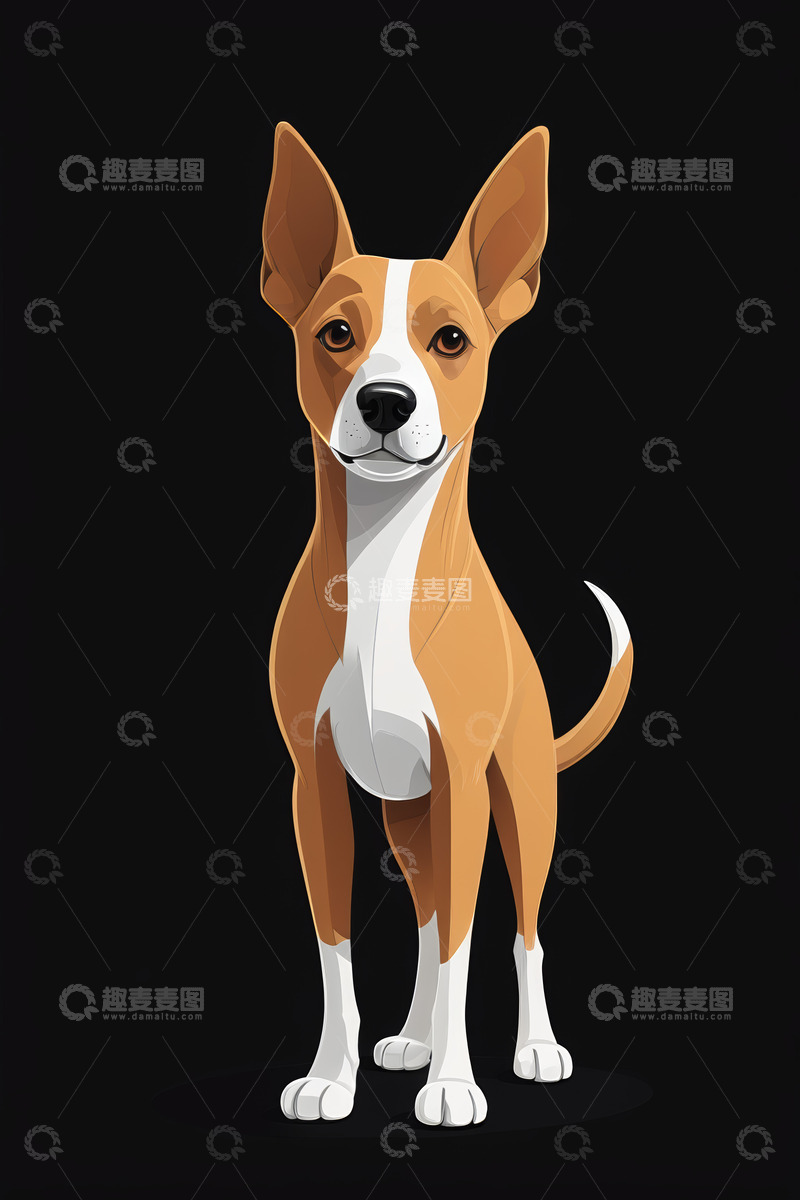 高清大图下载【趣麦麦图】站立的棕白相间卡通狗