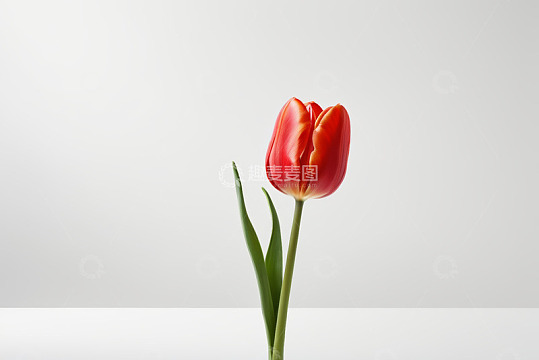 单支红色郁金香特写