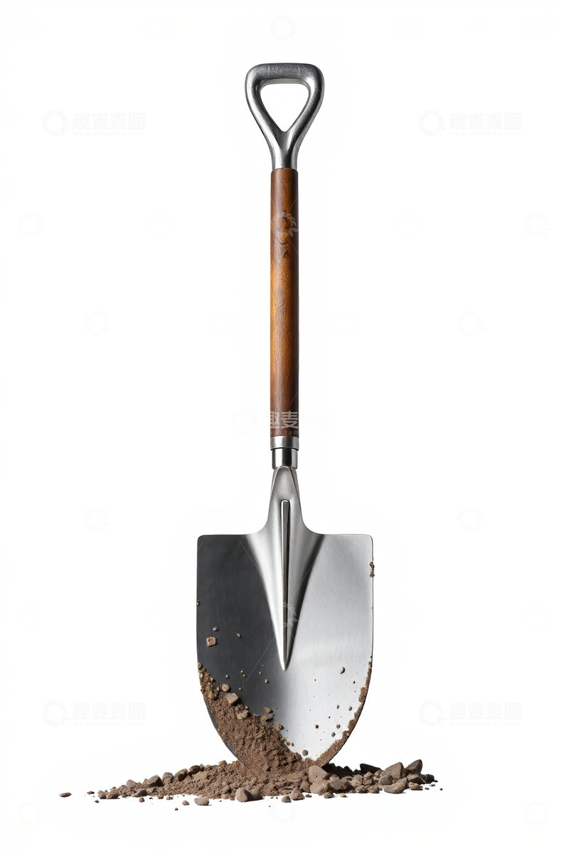 高清大图下载【趣麦麦图】金属园艺铲带泥土特写
