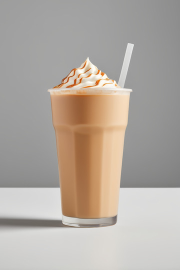 带奶油顶的棕色饮料特写