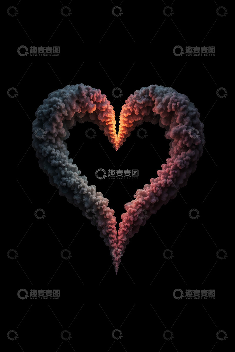 高清大图下载【趣麦麦图】心形烟雾浪漫背景素材