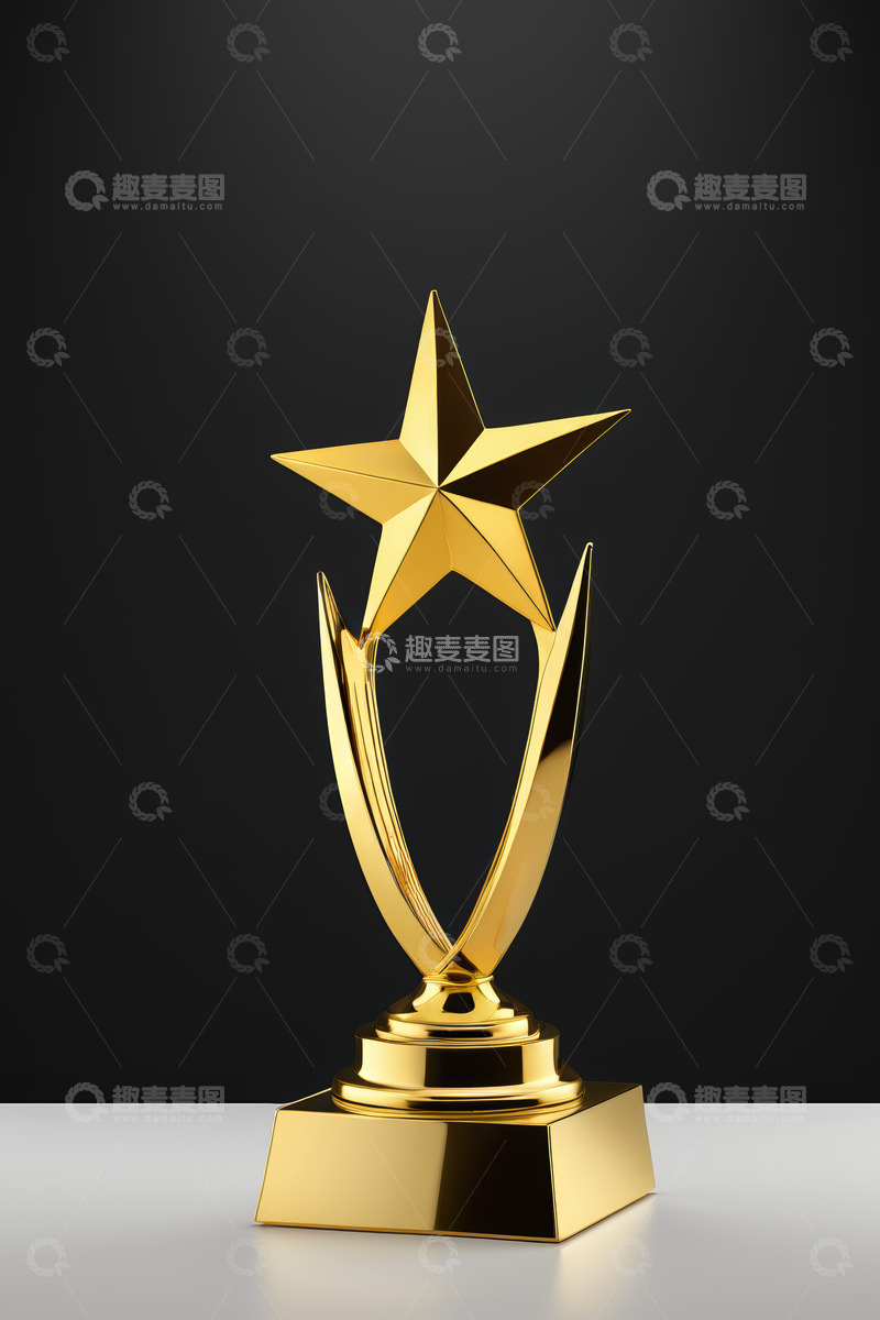 高清大图下载【趣麦麦图】金色五角星奖杯特写
