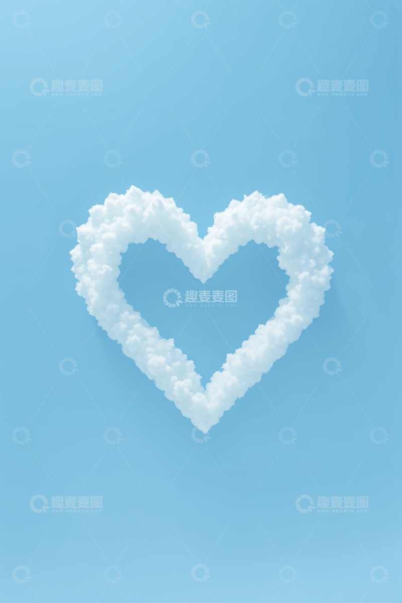 高清大图下载【趣麦麦图】蓝天中的心形云朵