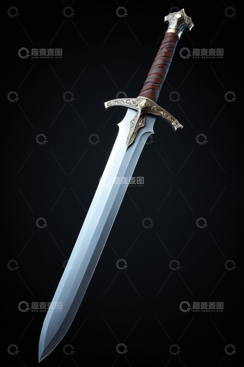 高清大图下载【趣麦麦图】装饰华丽的金属宝剑