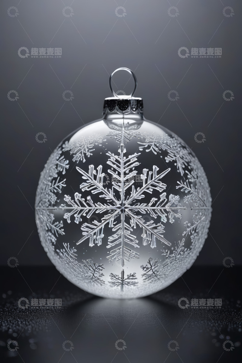 高清大图下载【趣麦麦图】透明雪花图案圣诞装饰球