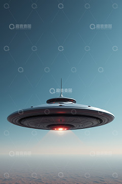 空中飞行的科幻宇宙飞船