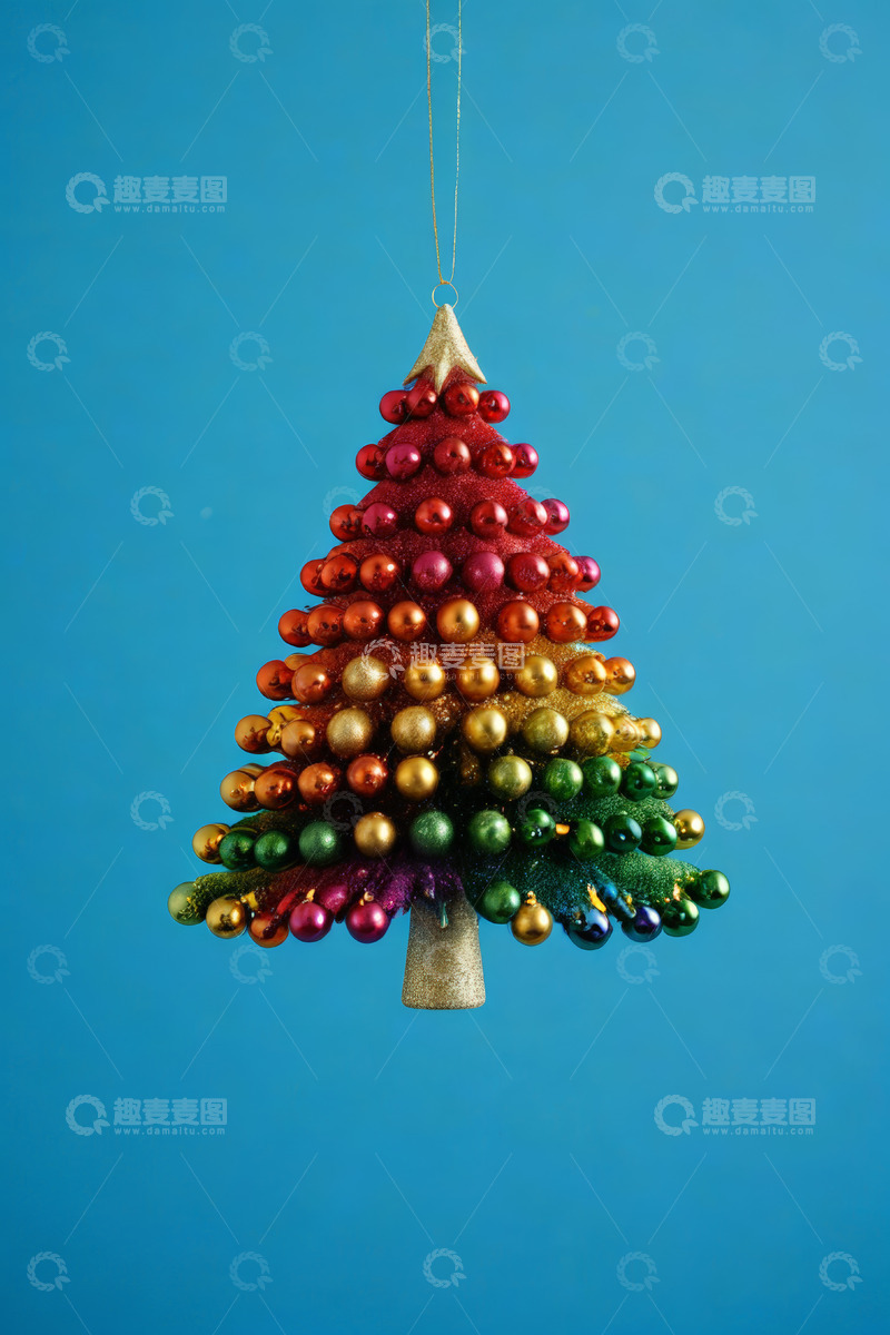 高清大图下载【趣麦麦图】悬挂式彩色圣诞树装饰