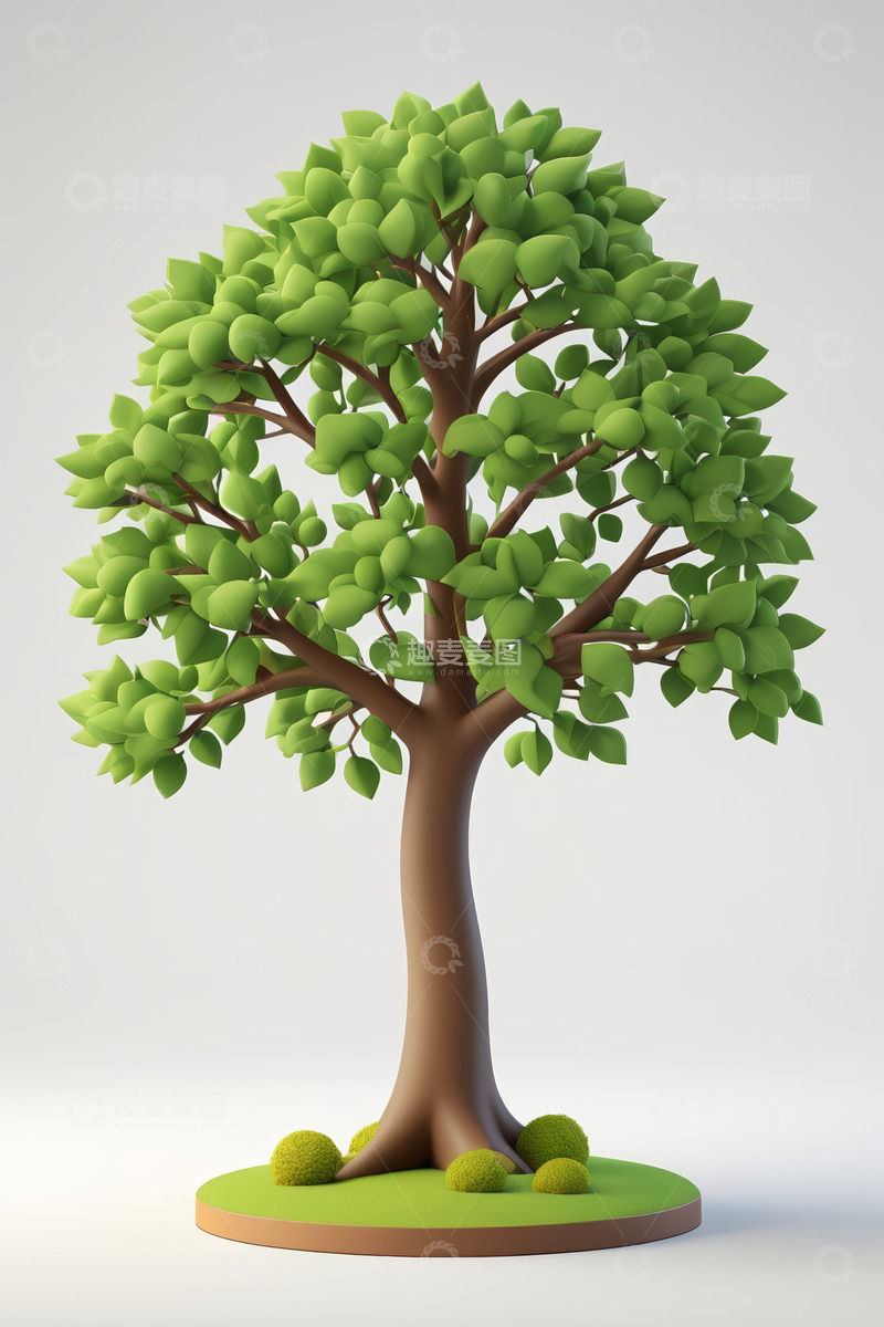 高清大图下载【趣麦麦图】3D绿色卡通风格树木模型